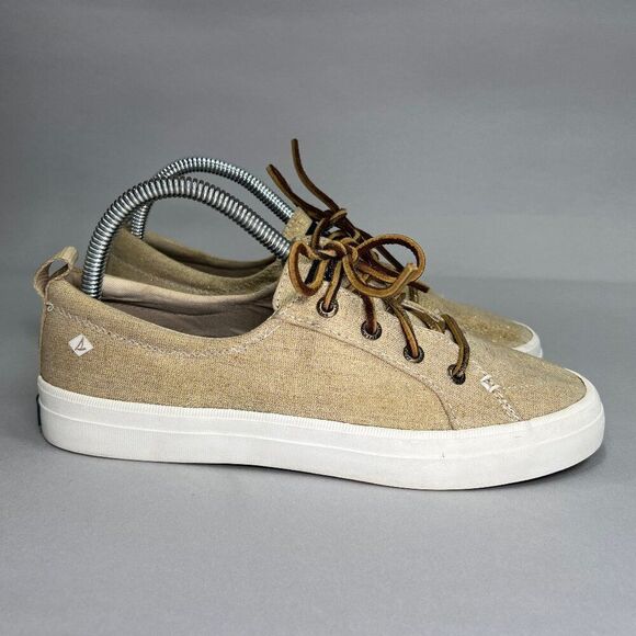 Sperry Women's Size 7.5 Metallic Gold Canvas Sneakers - Picture 1 of 11